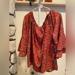 Solitaire Red Floral Blouse